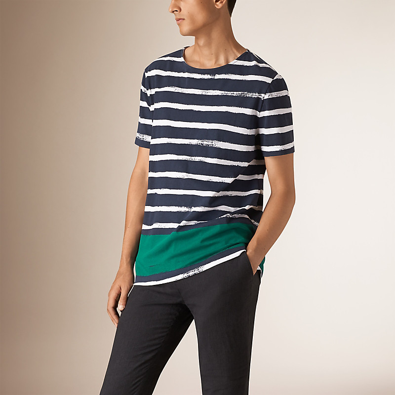 BURBERRY/博柏利条纹棉质 T 恤衫 40051611