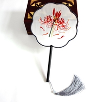 (Viscount Autumn Color) Original Design Other Shore Flower Bamboo Embroidery Silk Ancient Wind Group Fan Fan Chinese Wind Fan