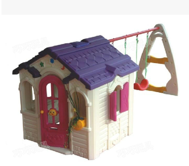 Children Indoor Play House Nursery School Plastic Small House Love Chocolate Cottage Chocolate Combo Swing house