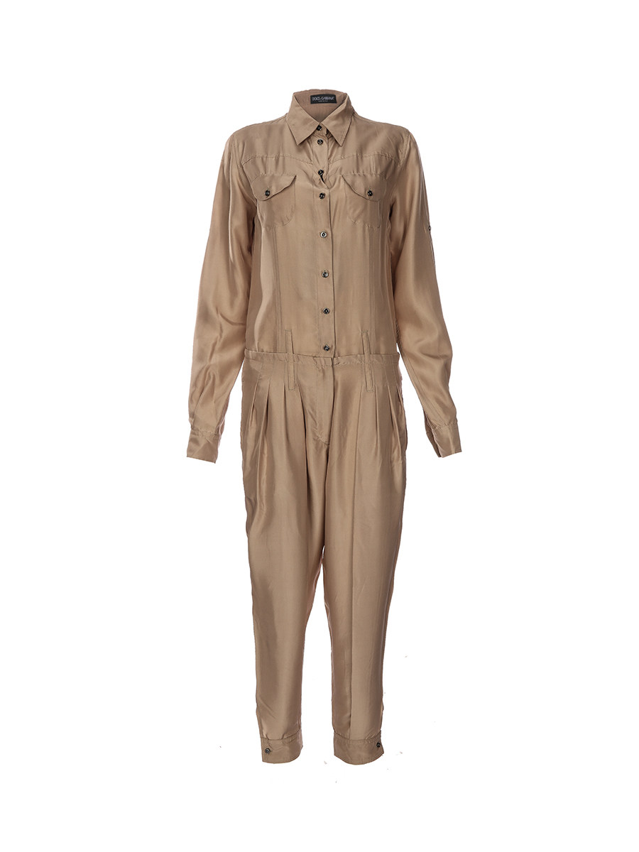 Dolce&Gabbana 驼色简洁修身连体长裤