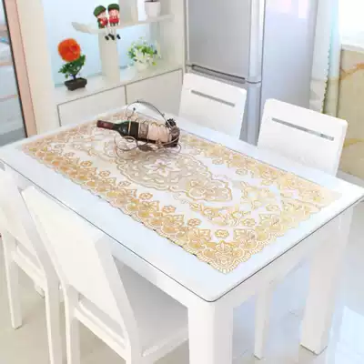 Hot gilded tea table cloth European table tablecloth tea table mat pvc environmentally friendly placemats sold soft glass