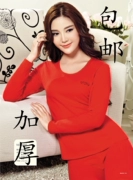Chất liệu cotton Shurong nữ chính hãng màu rắn Qiuyi Qiuku bộ đồ lót dày ấm 2640
