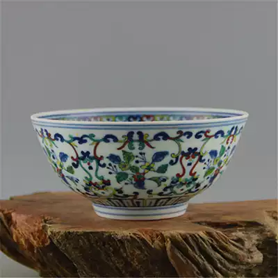 Qing Yongzheng official kiln bucket color flower thin porcelain bowl Jingdezhen antique craft porcelain antique decoration decoration collection
