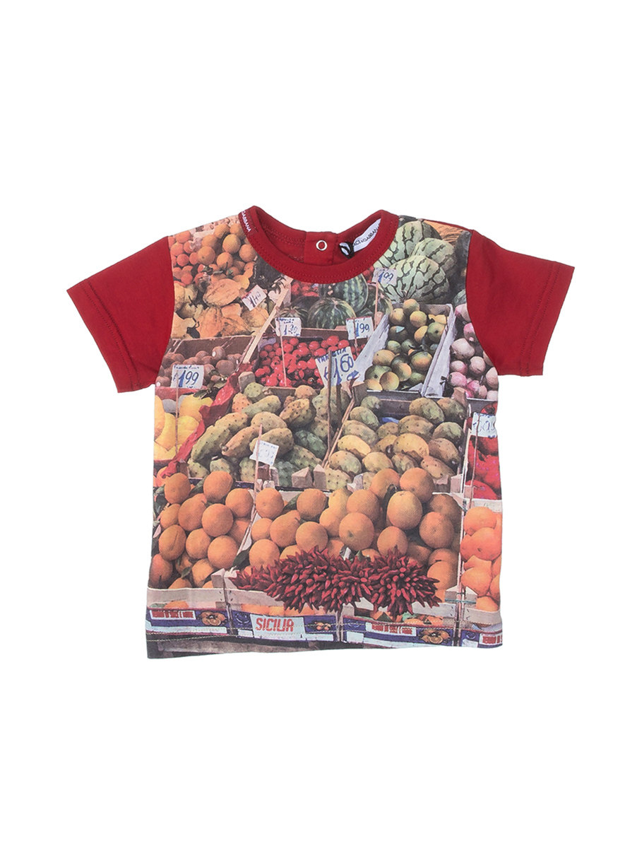 Dolce&Gabbana 红色水果图案短袖T恤