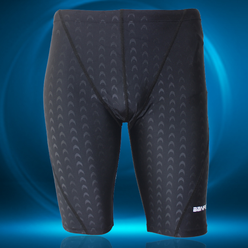 Banfi swimming trunks quick-drying men's long five-point swimsuit shark skin competition hot spring four seasons