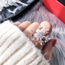 Net red with the same type will rotate the snowflake ring can rotate female exaggerated personality opening decoration index finger ring female