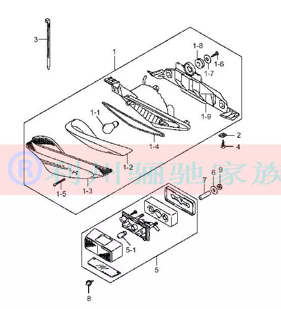 Xe máy GW250 phía sau đèn hậu lắp ráp đèn hậu bao gồm ống kính tấm giấy phép lắp ráp đèn phanh - Đèn xe máy