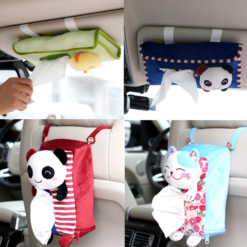 Car car tissue box Cute cartoon visor tissue box Creative car hanging toilet paper box Car supplies