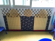  Kindergarten classroom charm DIY handmade background board bamboo sticker long blank bamboo curtain hanging painting hanging decoration