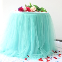 New Wedding Sign-in Desk Mesh Dessert Table Enclosure Custom Banquet Birthday Table Set Mantle Table Skirt Pengpeng Yarn Table Cloth