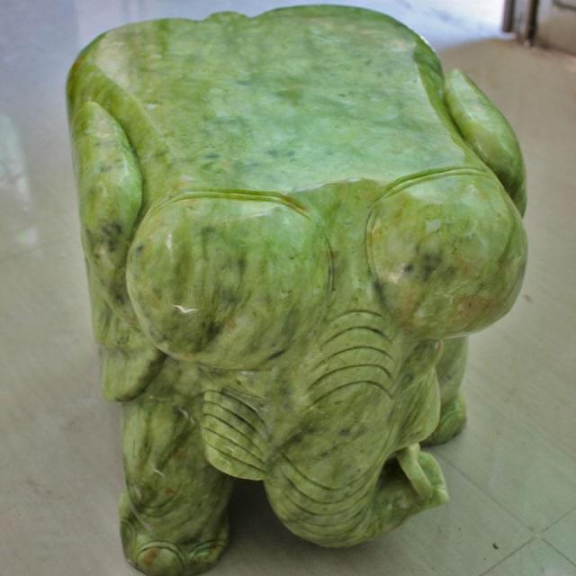 Jade Elephant Stool Sweat Steam Room Sauna Bathing Park and Guest House Furnishing With Natural Jade Pedantics Weiyu