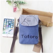 Simple canvas hanging neck mobile phone bag female crossbody shoulder bag student mobile phone coin wallet cute mini bag