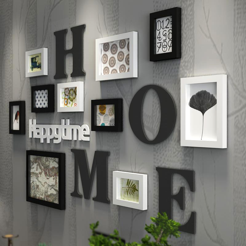 Simple Modern Photo Frame Wall, Solid Wood Photo Wall, Creative Letter Wall Stickers, Room Hair Salon Decoration Mural Frame Hanging Decoration Simple Modern Photo Frame Wall, Solid Wood Photo Wall, Creative Letter Wall Stickers, Room Hair Salon Decoration Mural Frame Hanging Decoration