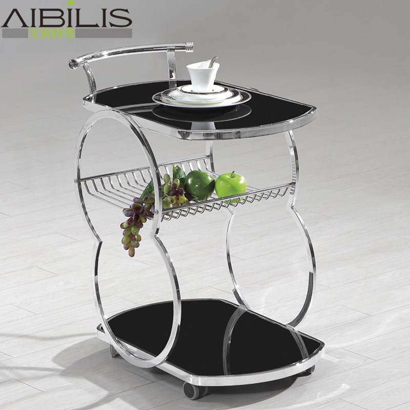 Promotion high-end fashion modern trolley beauty car dining car snack car Tempered glass dining room three-layer wine car