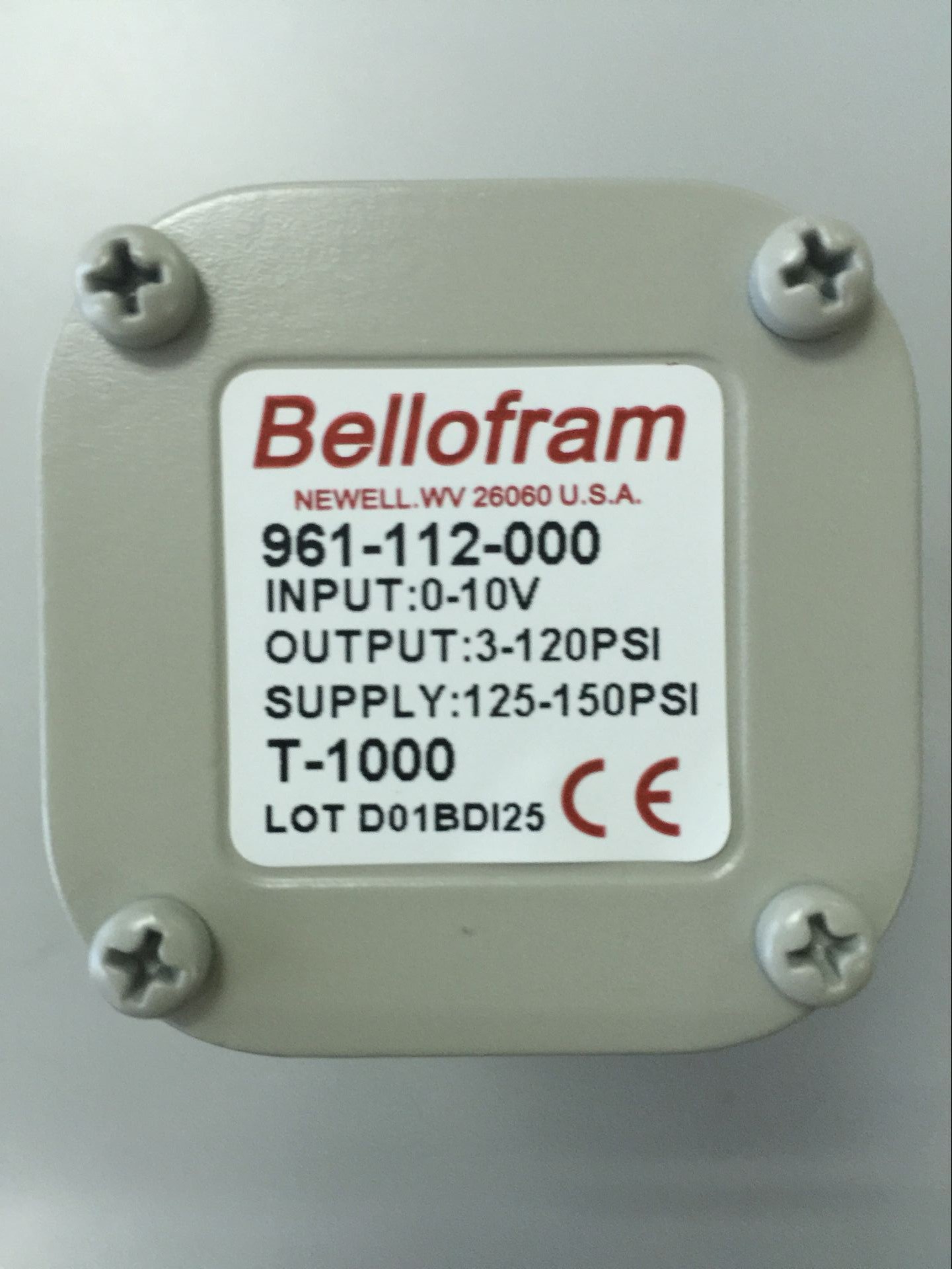 Bellofram T1000 electrical converter proportion valve 961-112-000 (20-830KPa)