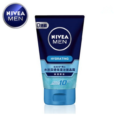 Nivea/妮维雅男士水活深透保湿洁面晶露100g 洗面奶补水保湿清爽