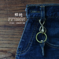 METAL KEY BUCKLE COPPER KEY RING RETRO KEY HANG LOCOMOTIVE WIND KEY HOOK BRASS Play Piece PYTHON python