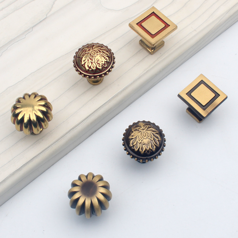 Magdeburg drawer Chinese-style copper handle antique pure copper American-style cabinet door furniture overall cabinet European-style cabinet single-hole handle