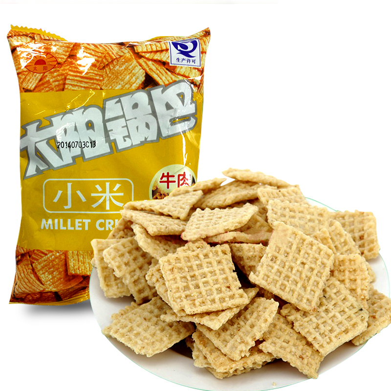【天猫超市】太阳 小米锅巴牛肉味50g/袋 米果薯片类零食小米锅巴