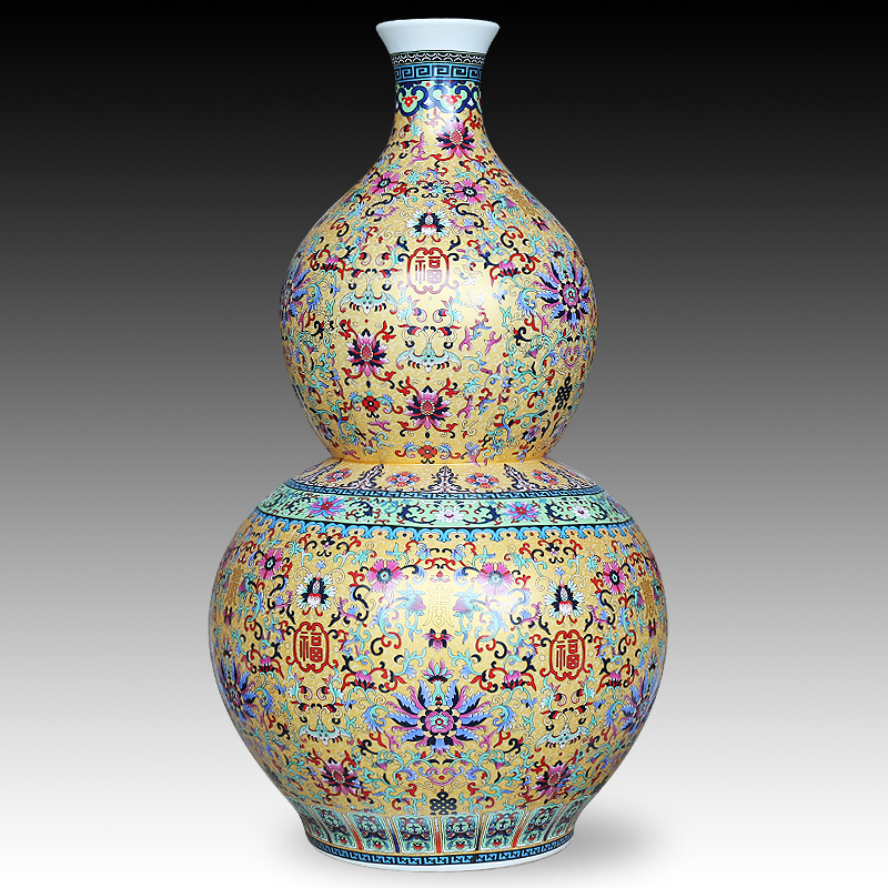 The Sitting room adornment of jingdezhen ceramics enamel color TV ark, receptacle furnishing articles of modern Chinese style of large vase