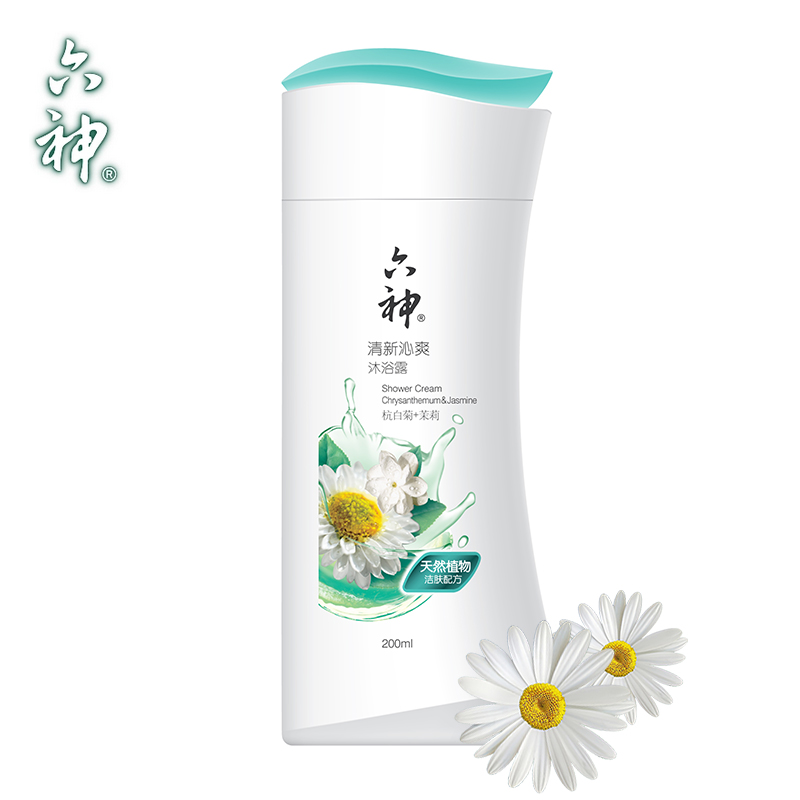【天猫超市】六神清新沁爽沐浴露(杭白菊+茉莉)200ml天然植物呵护