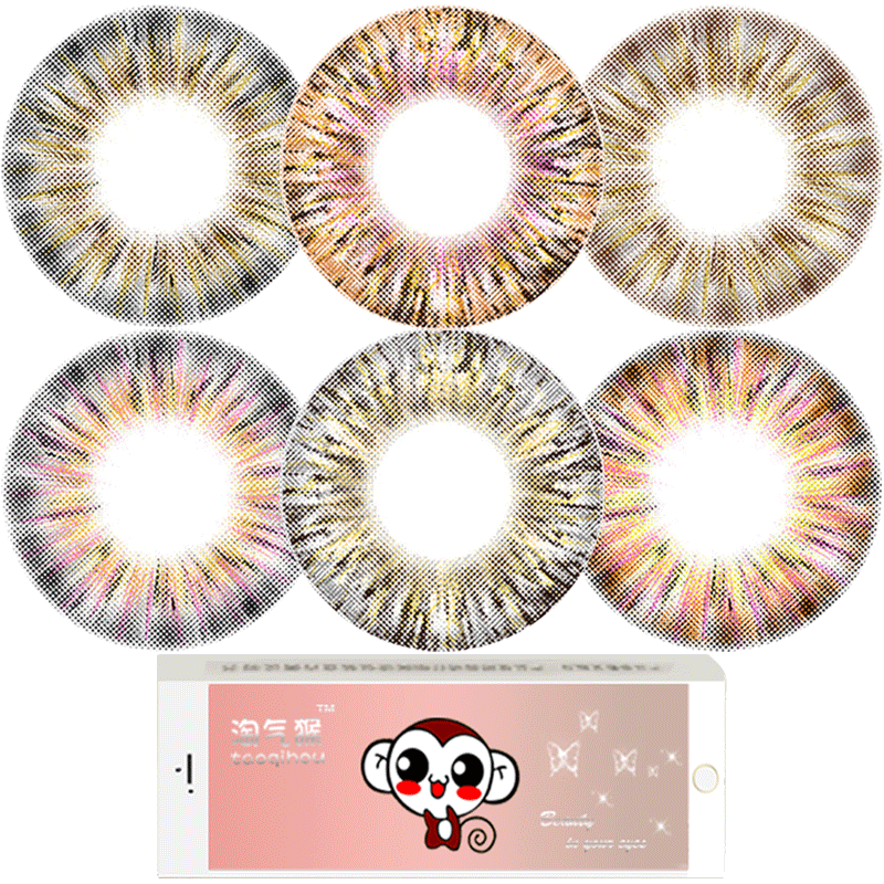 买2送护理液镜盒】淘气猴可可小姐香奈彩色隐形眼镜年抛1片装TQH