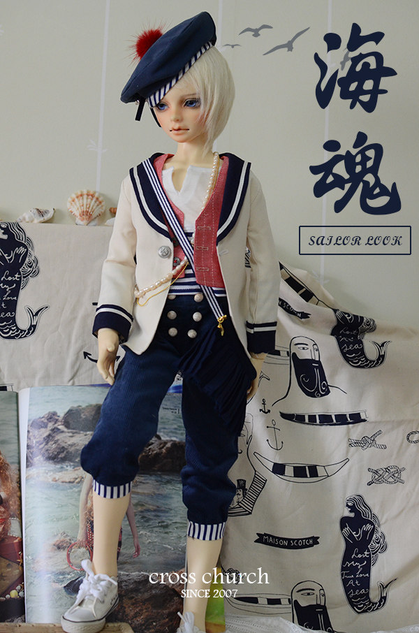 Cross Church Bjd Sd13男sd17 Msd娃衣海魂水手少年套裝