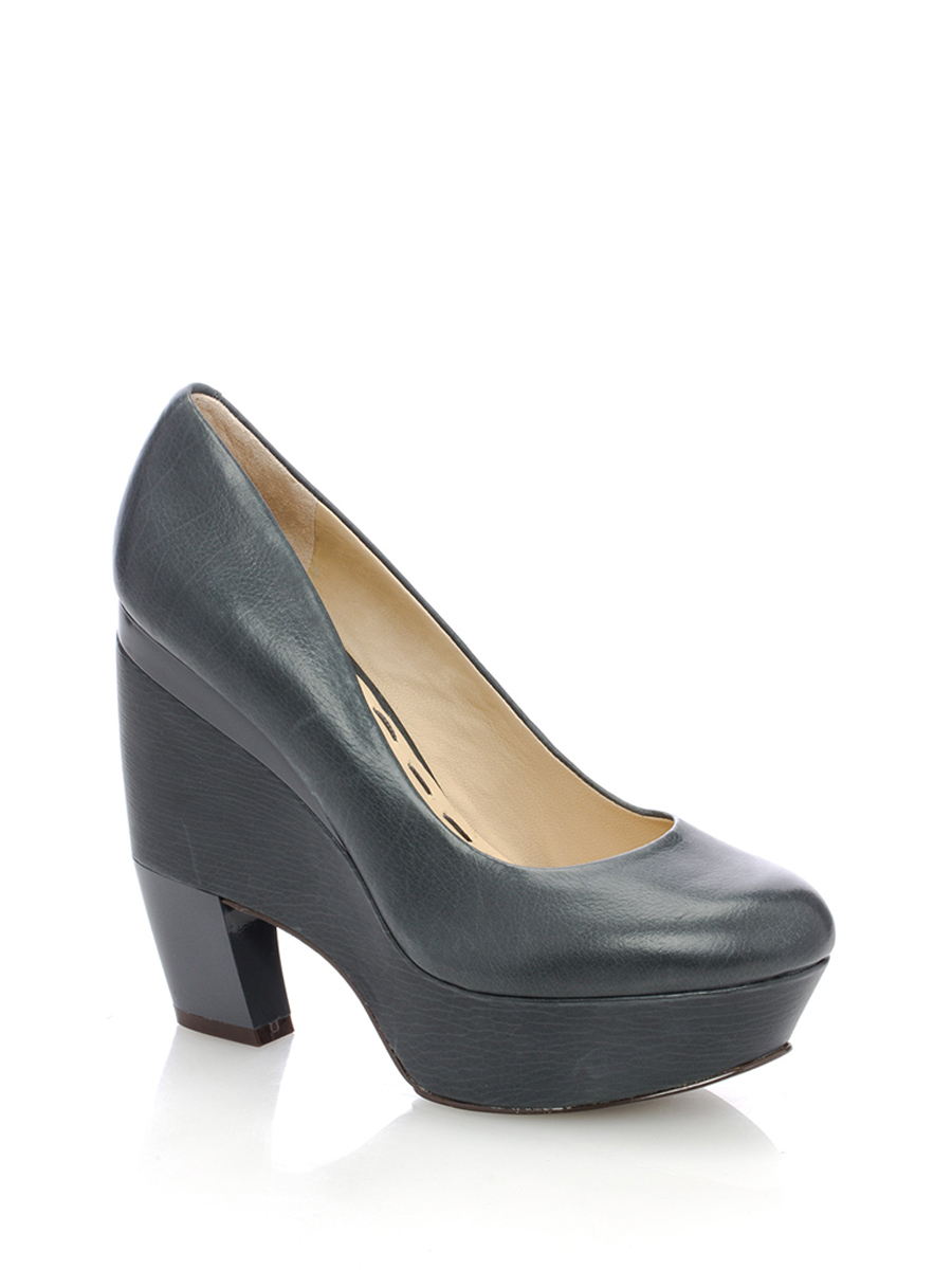 Carolinna Espinosa 大气灰色个性防水台连坡跟高跟单鞋