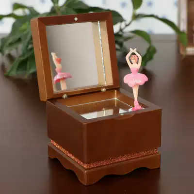 Creative Valentine's Day Birthday gift for girl friends wooden dancing rotating ballet girl music box Music box