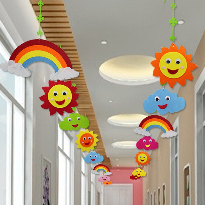 Kindergarten decoration Classroom corridor corridor environment layout ornaments Double-sided three-dimensional cloud shopping mall aerial ornaments