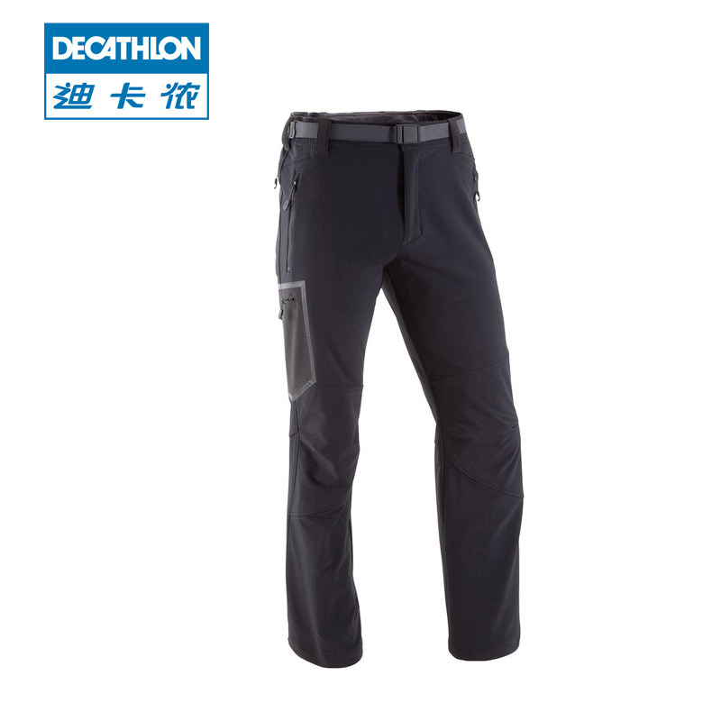 迪卡侬 户外软壳长裤 男 防泼水透气快干加厚加绒保暖 QUECHUA L1