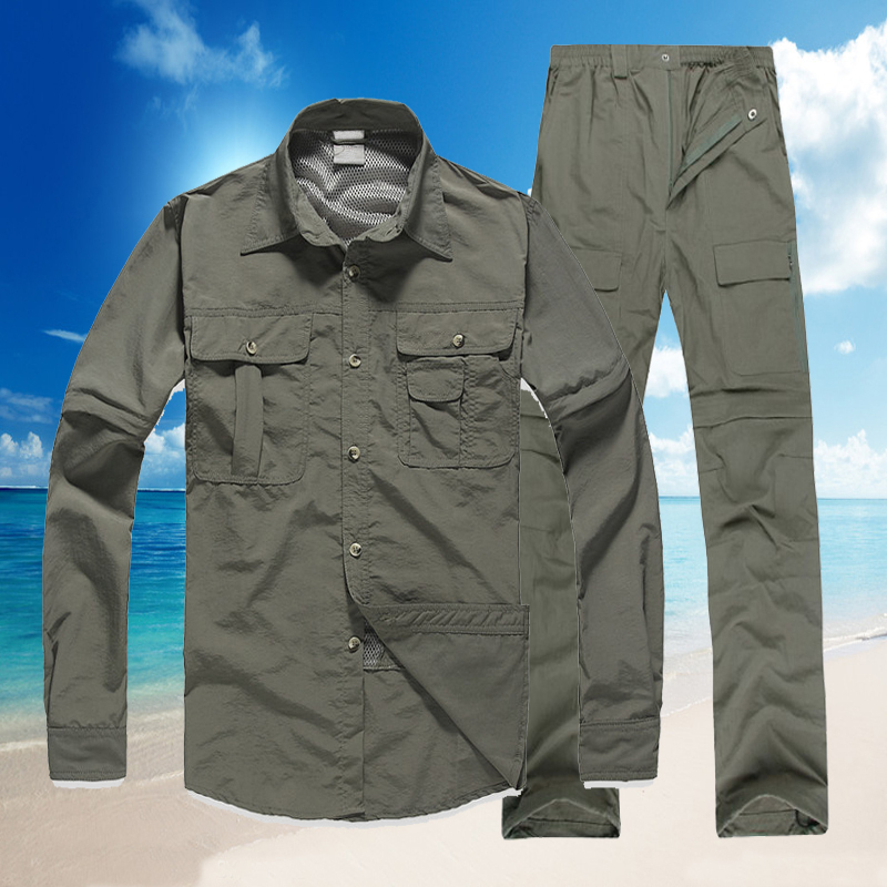 Detachable Two-Piece Quick-Drying Clothing Set, Sun-Protective Quick-Drying Shirt, Sweat-Absorbing and Moisture-Wicking Outdoor Quick-Drying Suit for Men, Suitable for Fishing Detachable Two-Piece Quick-Drying Clothing Set, Sun-Protective Quick-Drying Shirt, Sweat-Absorbing and Moisture-Wicking Outdoor Quick-Drying Suit for Men, Suitable for Fishing