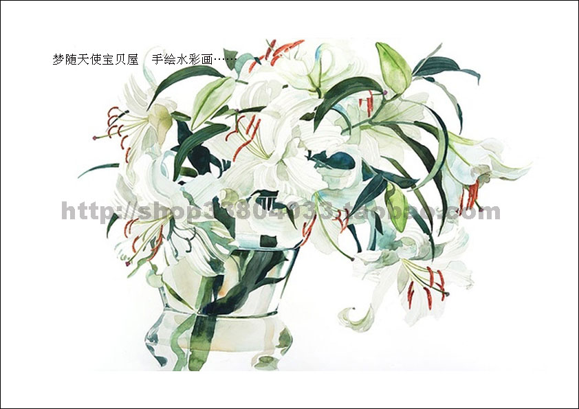 Pure Hand Painted Watercolor Painting Flower Series of Dried Flowers of Colorful Flowers of Imitation Lily