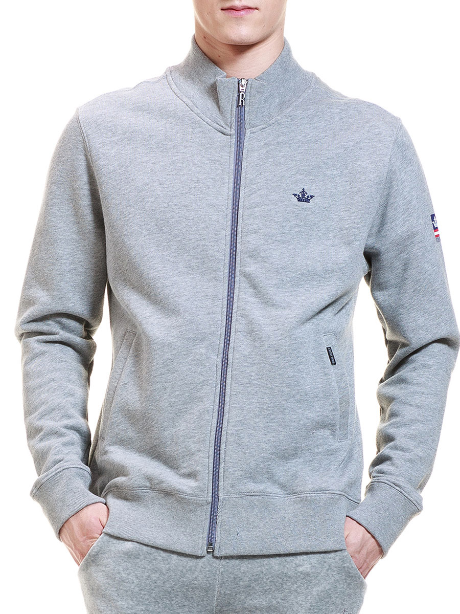 ROYAL VELVET|浅灰色纯棉男士立领卫衣