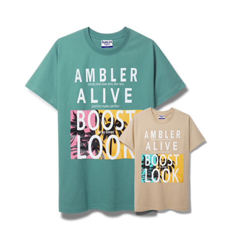乐天网购AMBLER短袖T恤情侣纯棉圆领休闲简约宽松印花韩国正品