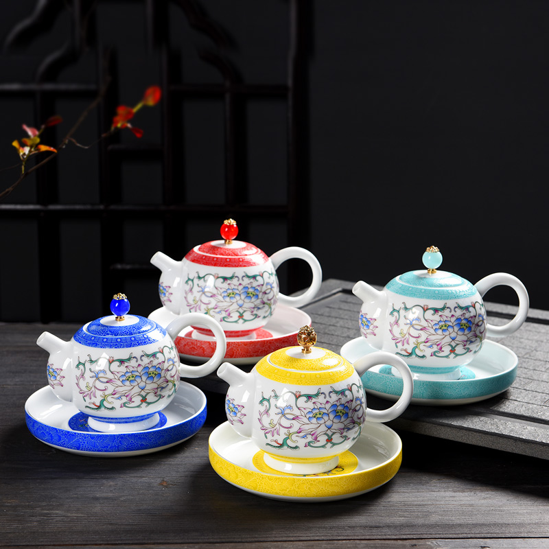 Full manual flower pot with ceramic pot bearing enamel enamel kung fu tea tea machine belt filter single pot of black tea