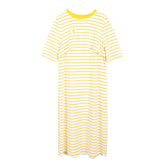 Three-point note striped fake two-piece slim short-sleeved summer dress with long short retro elastic new product