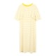 Three-point note striped fake two-piece slim short-sleeved summer dress with long short retro elastic new product