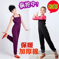 Quần thể dục trẻ em gái nhảy yếm cotton quần mỏng thể hình quần jumpsuit tím quần áo nhảy bộ body đẹp cho bé