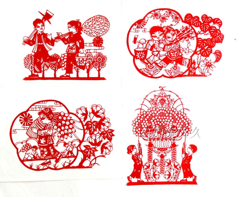 Hand Cut Paper Windows Flowers Labor Day Harvest 28 * 20 cm Gift Classroom Campus to decorate China Wind-Taobao