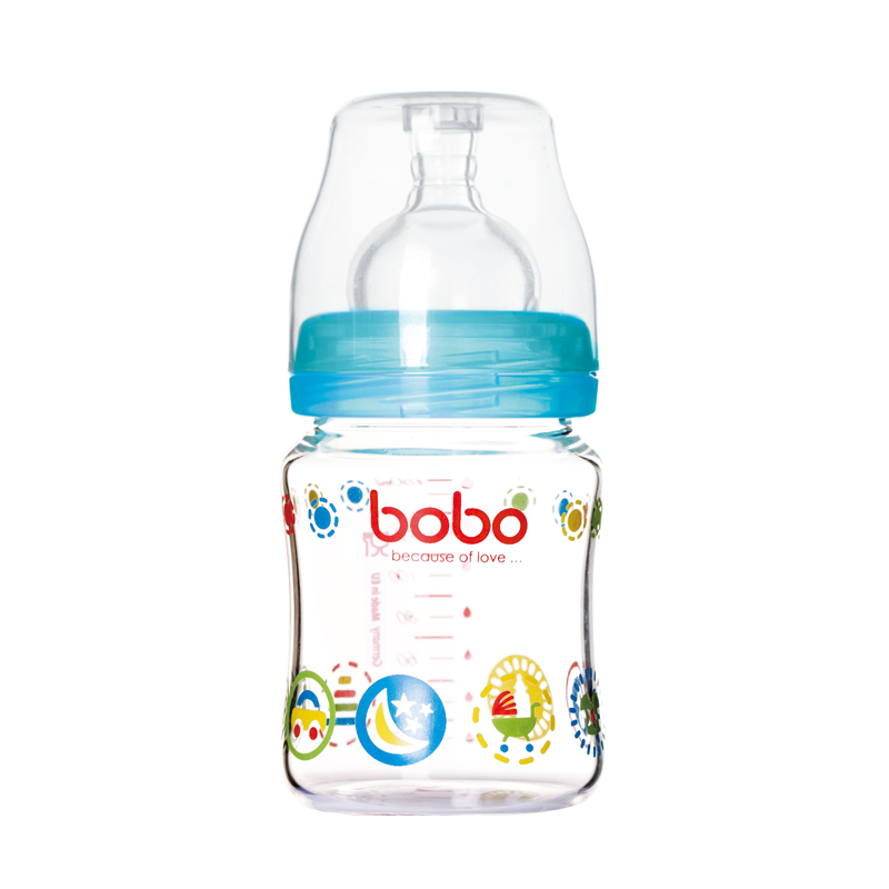 bobo乐儿宝 宽口径新生优晶瓶玻璃奶瓶小流量奶嘴 BP527 160ml