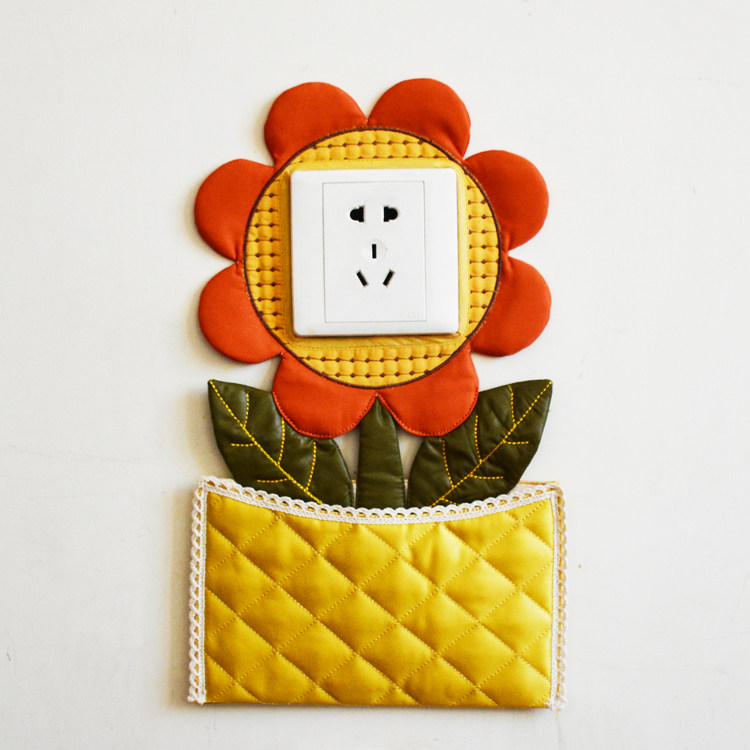 (Xinyijia home) handmade fabric belt storage pocket switch sleeve stick-free creative switch sticker mobile phone charging