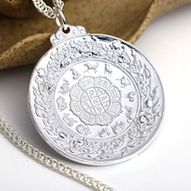 s990 foot silver nine palace Bagua Buddha brand men and women pendant necklace Sterling silver pendant waist hanging boutique