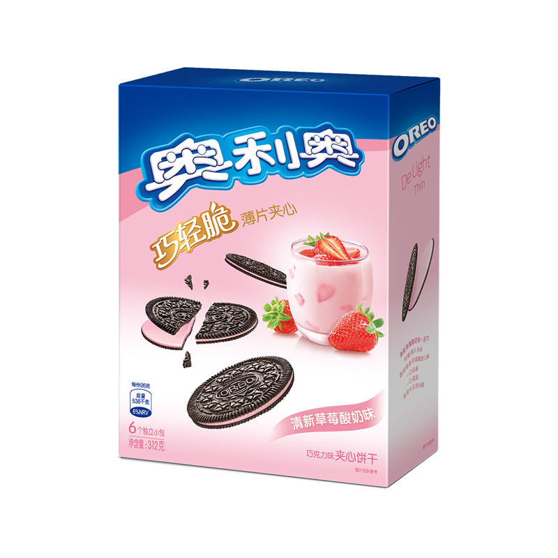 【天猫超市】亿滋奥利奥巧轻脆薄片夹心清新草莓酸奶味312g