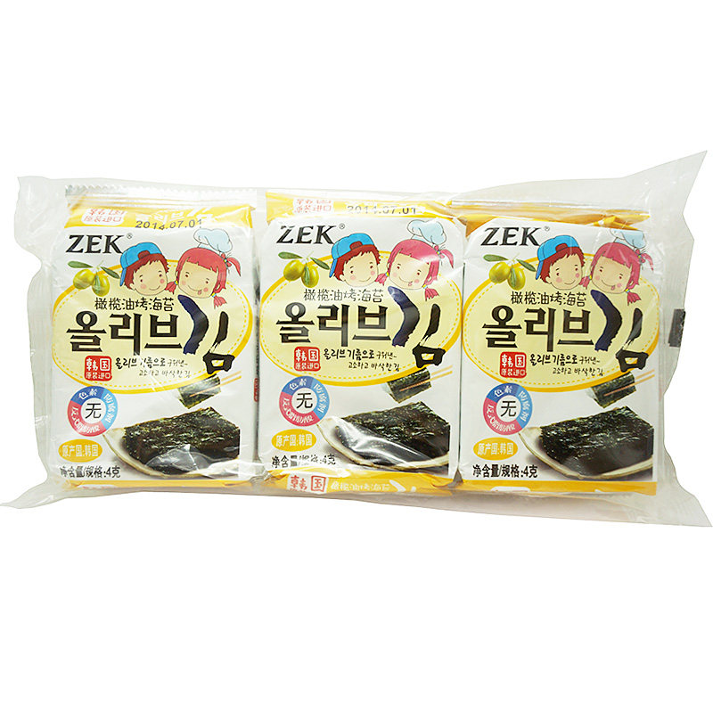 【天猫超市】韩国进口海苔 ZEK橄榄油烤海苔12g/包 休闲零食