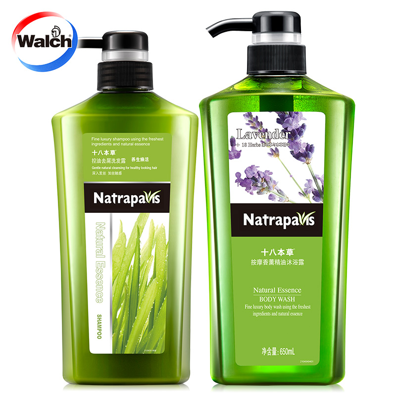 威露士650ml十八本草精油沐浴露+十八本草洗发露去屑550ml