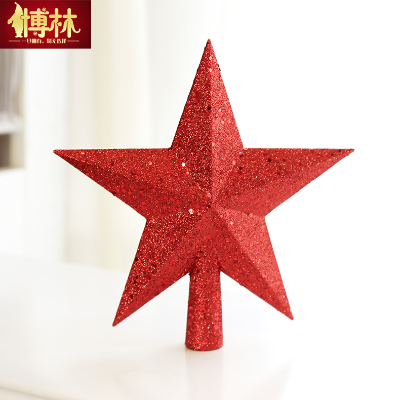 Bolin Christmas tree decoration accessories pendant 14cm red sticky powder sequin tree top star tree top decoration decoration