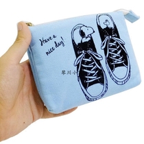 Japanese cute puppy canvas shoe pattern double storage bag clutch bag bag special