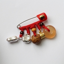 Newborns new silver accessories Press Shock pins Pendant Peach Basket Gold Plated Needle Stirrings Green Fish Stone Ping Safe Button Silver Lock Peanuts