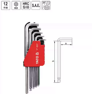 Europe Elto 12 PCs Inch Lenged Head Allen Wrench Set 1 16quot -3 8quot YT-5837